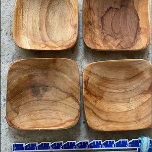 4 piece wood snack set. Each piece 2 1/2 inch sq